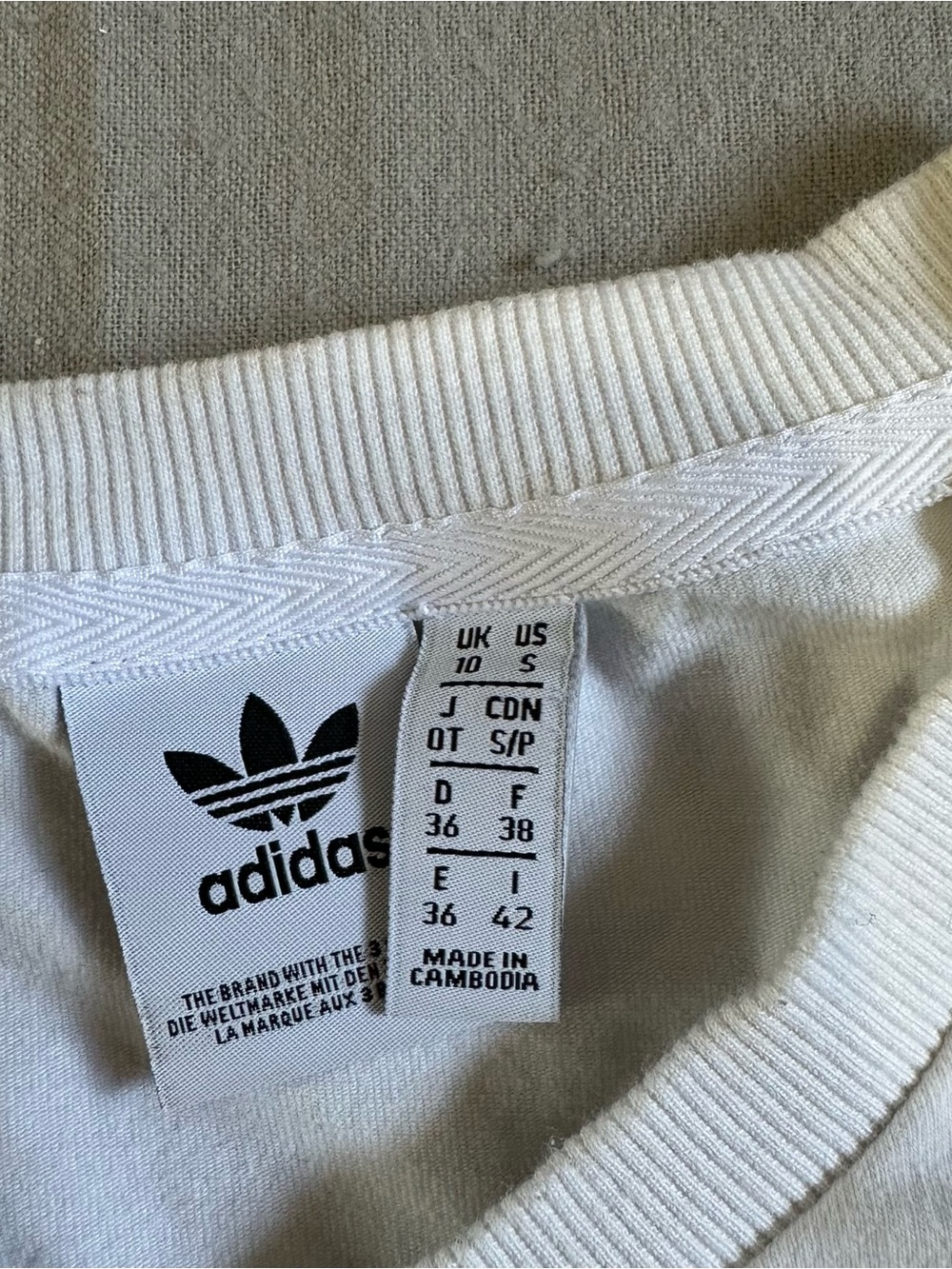 Adidas Originals White Cropped Three Stripe T-Shirt Size S - Picture 2 of 5